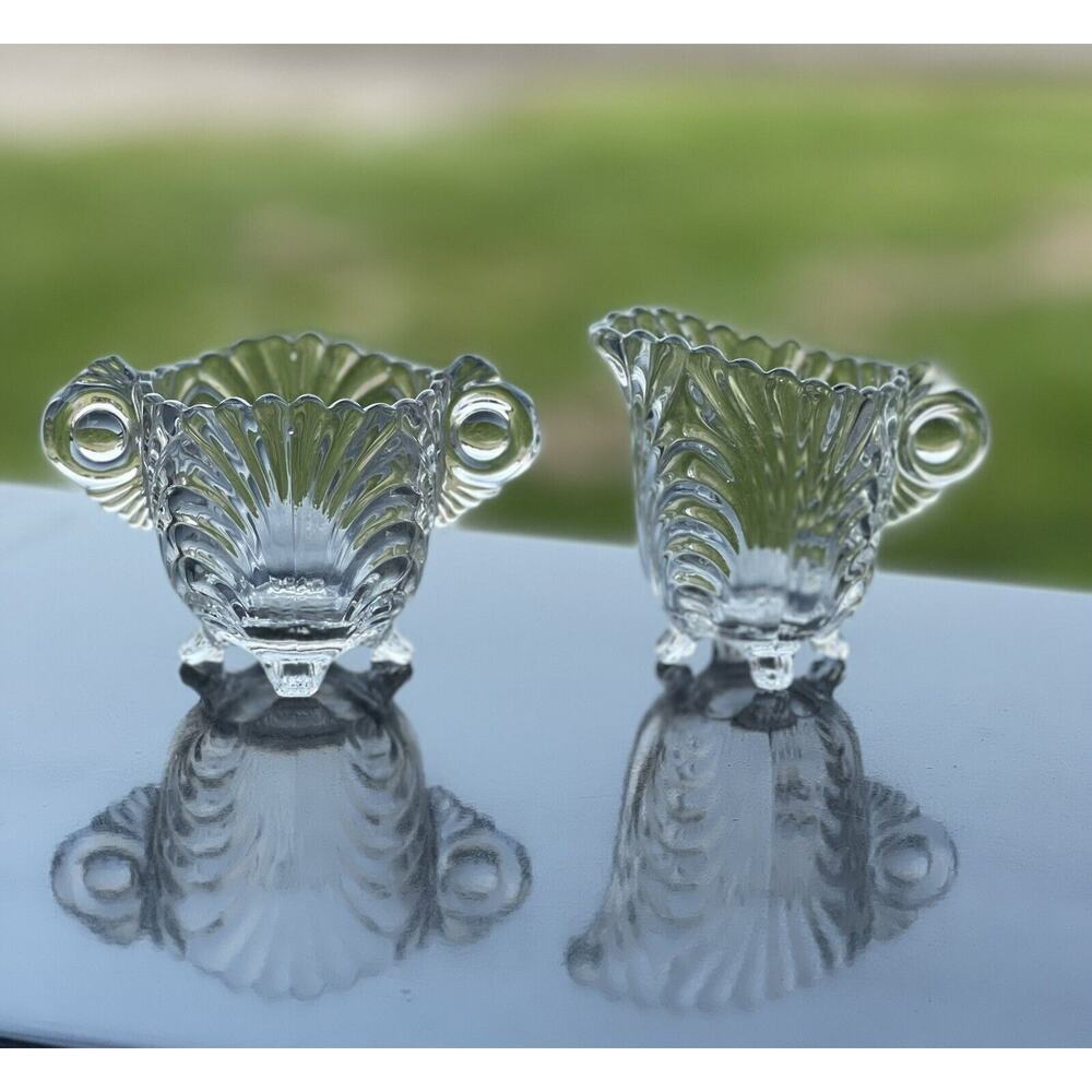 Vintage Cambridge Glass Caprice‎ Pattern Creamer & Sugar Miniature